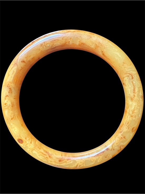 Vintage Jewelry - Yellow Marbled Egg Yolk Bakelite Bangle
